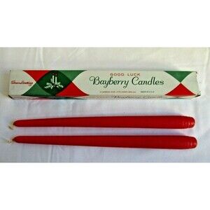 Vintage NIB Good Luck Red Christmas Bayberry Candles 12 in Set 2 USA  Holiday